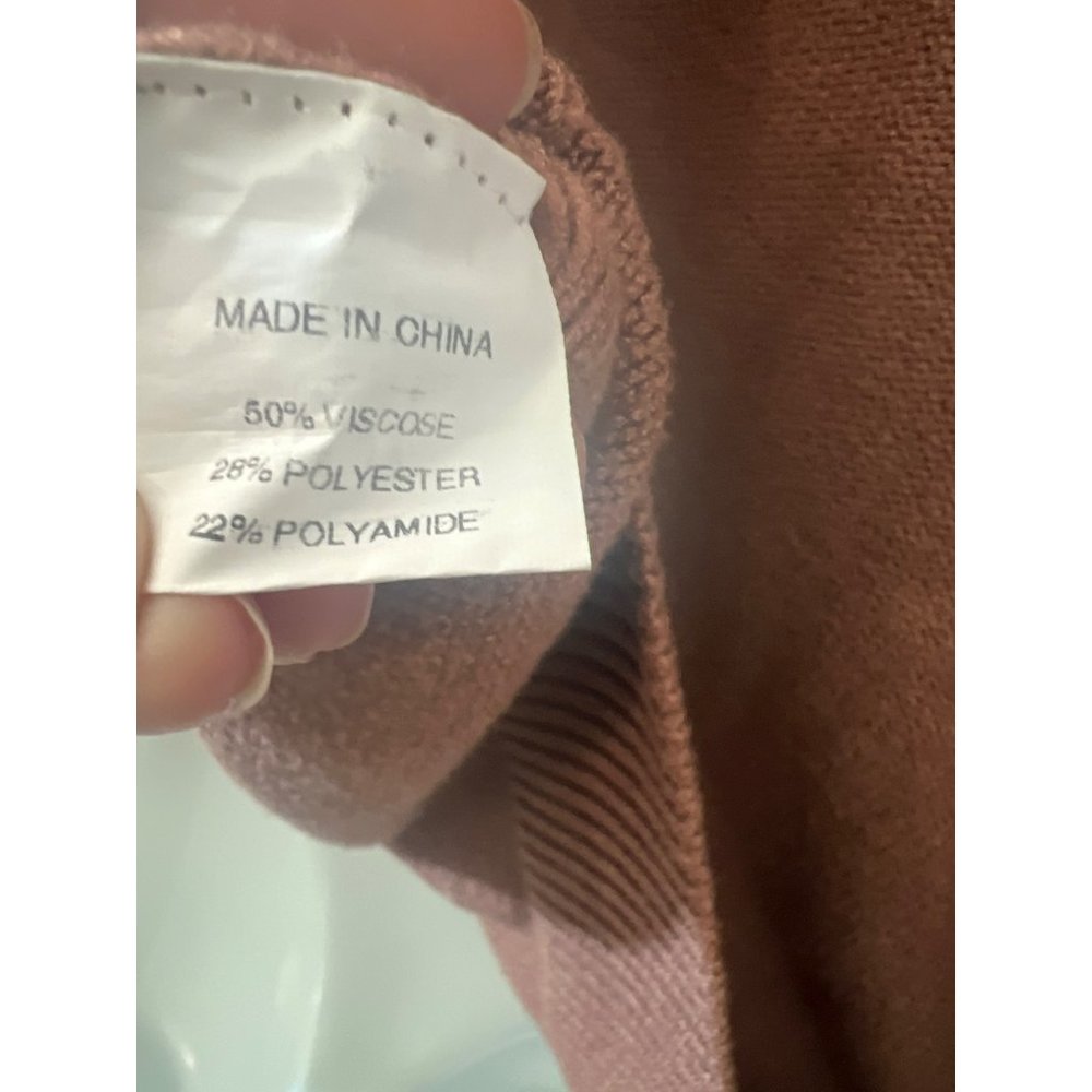 Simplee Brown Popcorn Long Sleeve Womens Crewneck Sweater Size Large - Picture 7 of 8